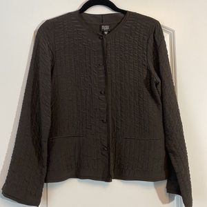 Eileen Fisher Brown Button-Up Blouse 100% Silk Size Petite Medium